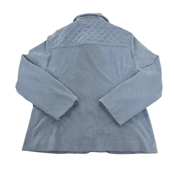 Alfred Dunner Petite 12P Blue Corduroy Quilted Jacket Button Front Excellent‎ - Picture 4 of 8